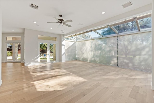 interior space featuring ceiling fan