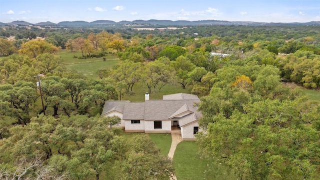 aerial view with a mountain view