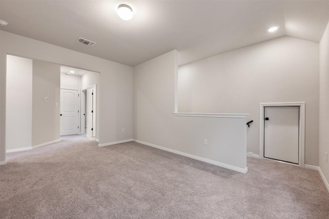 727 Palo Brea Loop, Hutto, TX 78634 - carpeted empty room featuring baseboards, lofted ceiling, and recessed lighting