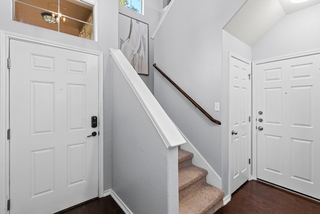 foyer entrance with dark wood-type flooring