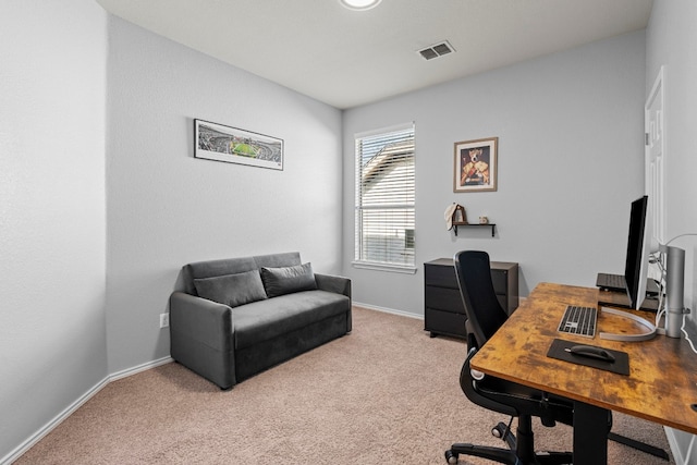 office space featuring light colored carpet