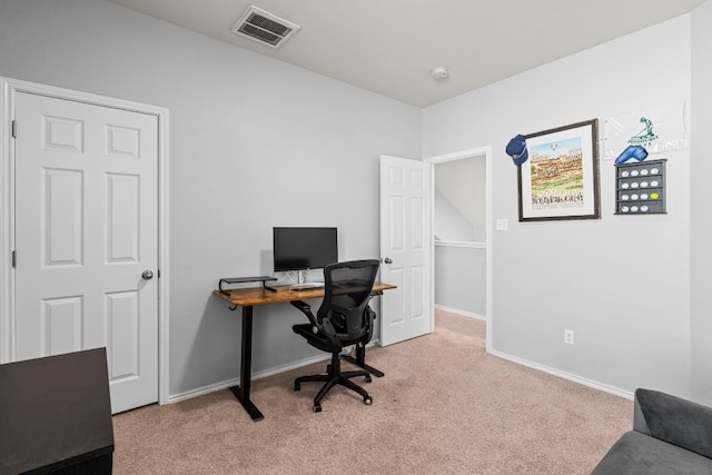 view of carpeted office space