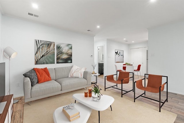 living room featuring light hardwood / wood-style flooring