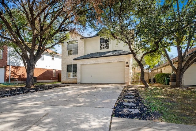 view of front property with a garage