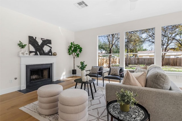 living room with hardwood / wood-style flooring