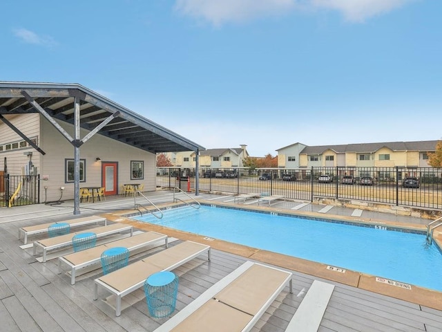 view of pool featuring a patio