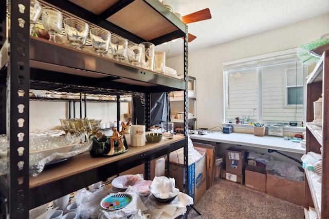 kitchen with carpet floors