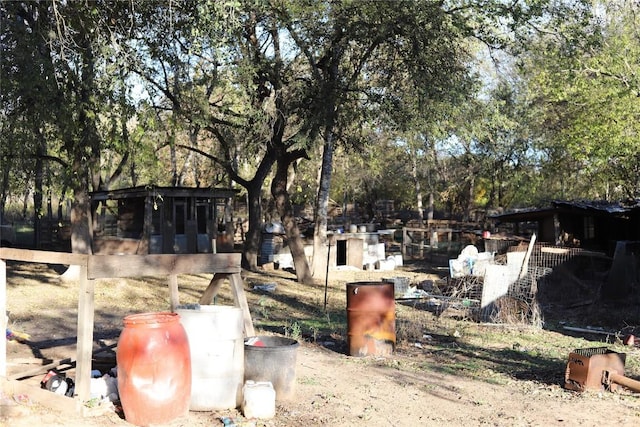 view of yard with an outbuilding