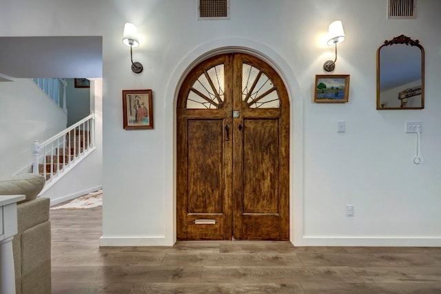 entryway featuring hardwood / wood-style flooring