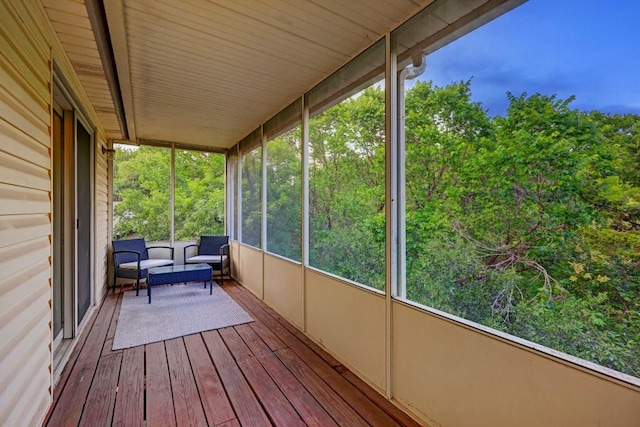 view of unfurnished sunroom