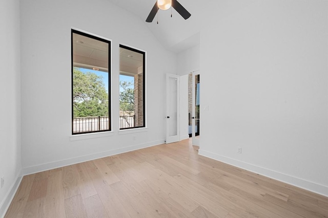 790 Old Stone Rd, Austin, TX 78737 - empty room featuring light wood-style flooring, lofted ceiling, a ceiling fan, and baseboards