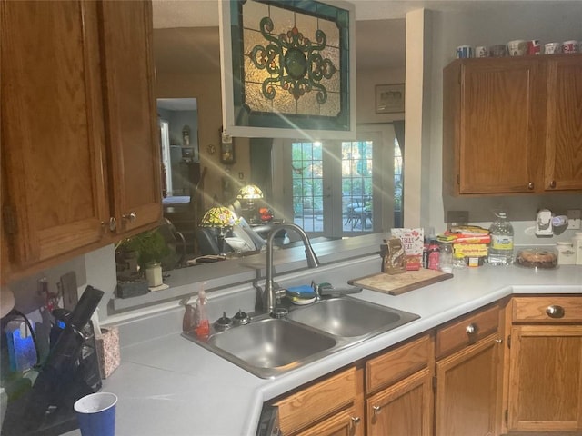 kitchen with sink and french doors