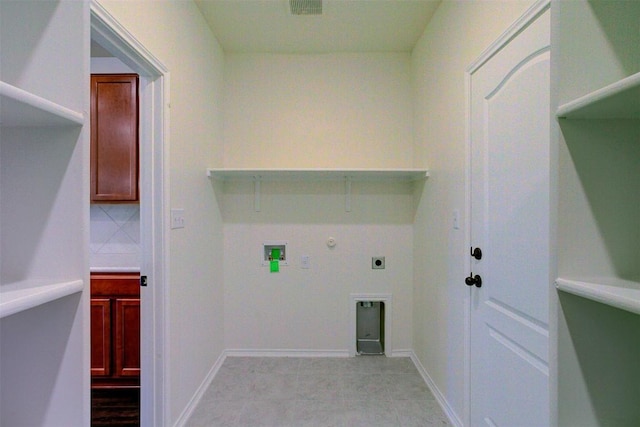 laundry area with hookup for an electric dryer, washer hookup, and gas dryer hookup