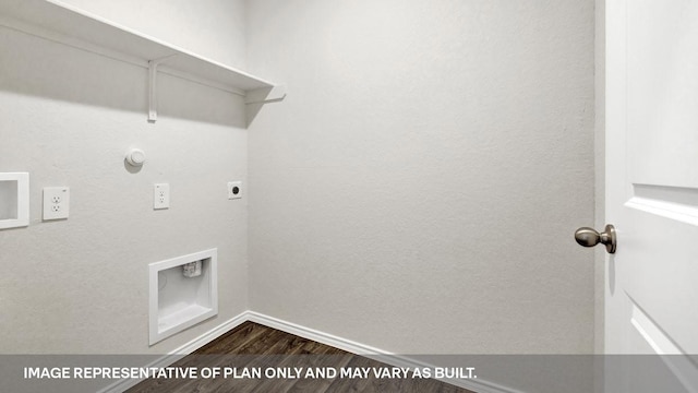 washroom featuring washer hookup, electric dryer hookup, hookup for a gas dryer, and dark wood-type flooring