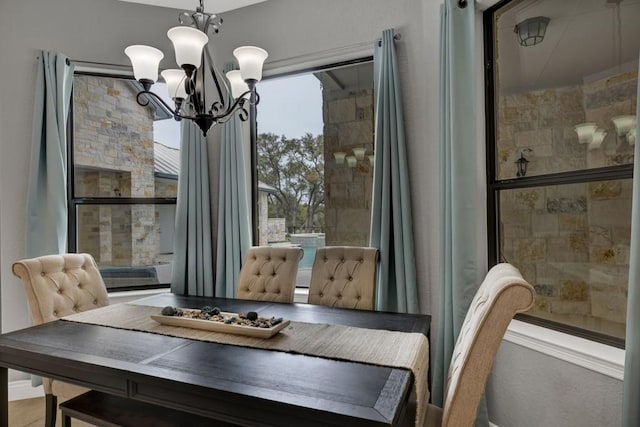 dining room featuring an inviting chandelier