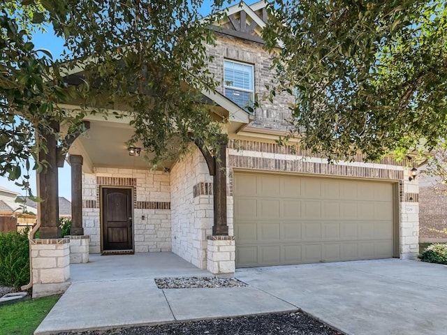 view of front of house with a garage