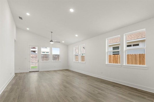 1117 Yaupon Holly Dr, Georgetown, TX 78628 - spare room with wood finished floors, visible vents, recessed lighting, a ceiling fan, and baseboards