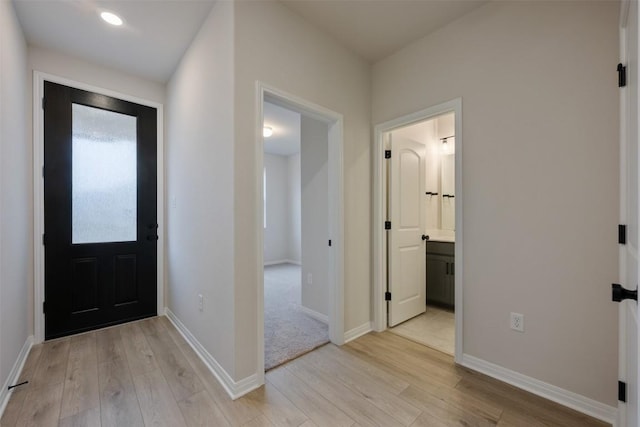 foyer featuring light hardwood / wood-style floors