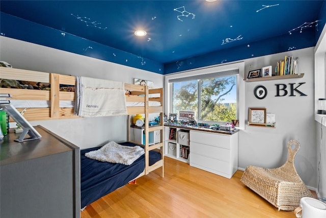 bedroom featuring light hardwood / wood-style floors