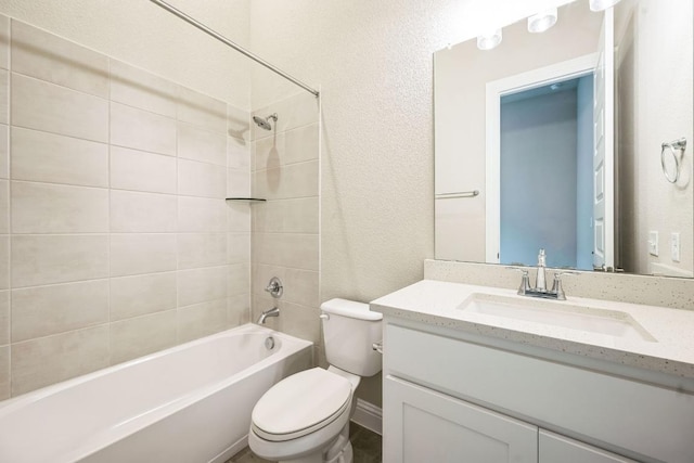 325 Crescent Heights Dr, Georgetown, TX 78628 - bathroom with vanity, shower / tub combination, and a textured wall
