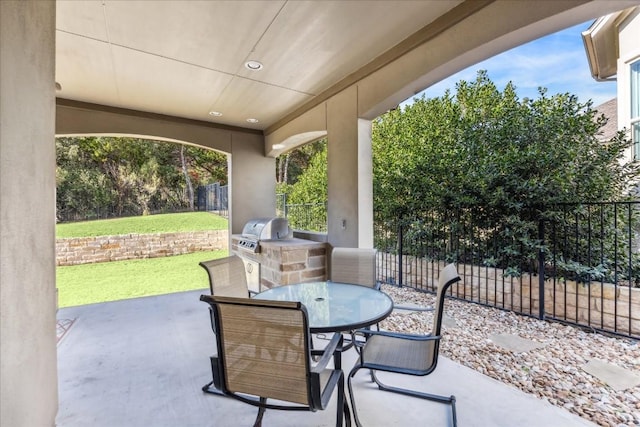 view of patio / terrace with grilling area and an outdoor kitchen