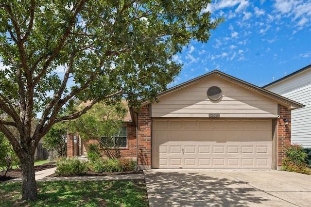 single story home with a garage