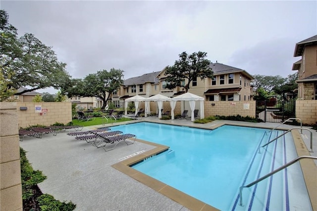 view of pool featuring a gazebo