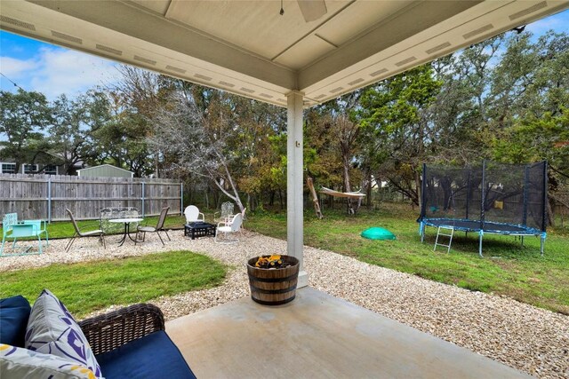 view of patio / terrace featuring a trampoline