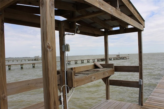 view of dock featuring a water view