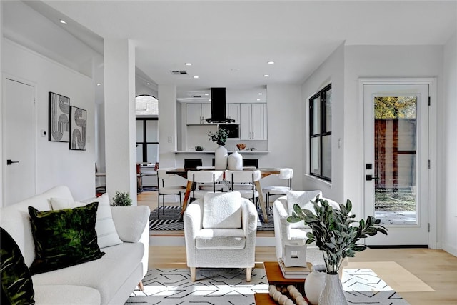 living room featuring light hardwood / wood-style floors