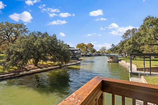 view of dock featuring a water view