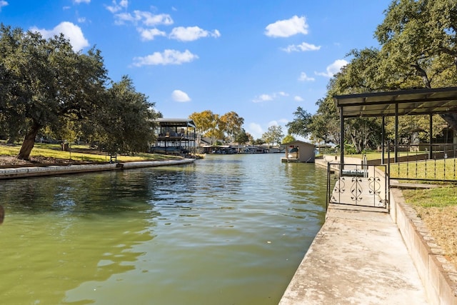 dock area featuring a water view