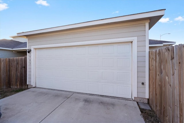 view of garage