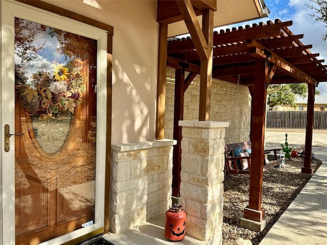 exterior space featuring a pergola