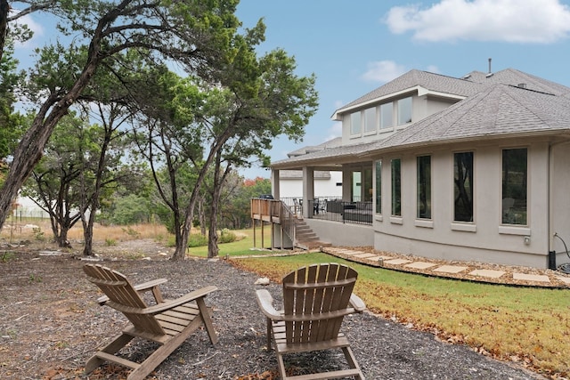 view of yard featuring a deck