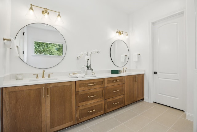 bathroom featuring vanity and tile patterned flooring