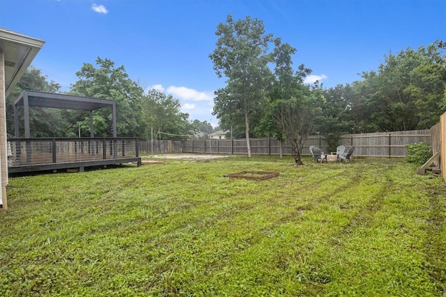 view of yard featuring a deck