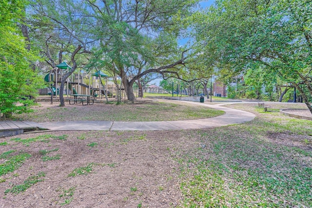 view of yard with a playground