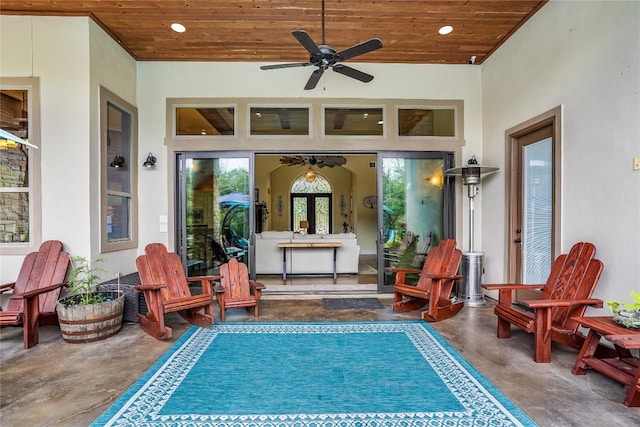 view of patio with ceiling fan and french doors