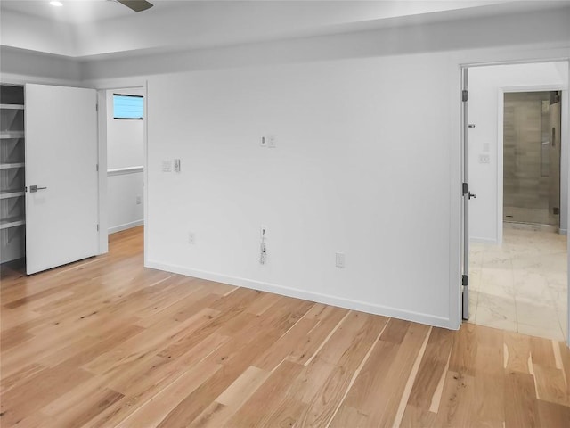 unfurnished bedroom with light hardwood / wood-style flooring