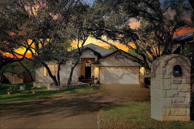 view of front of home with a garage