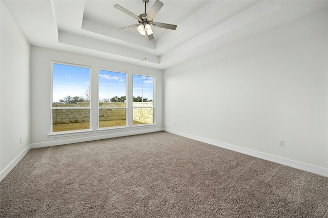 149 Golden Sage Ave, Georgetown, TX 78633 - carpeted spare room featuring a tray ceiling and a ceiling fan
