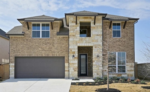 149 Golden Sage Ave, Georgetown, TX 78633 - view of front facade with an attached garage, stone siding, and a shingled roof