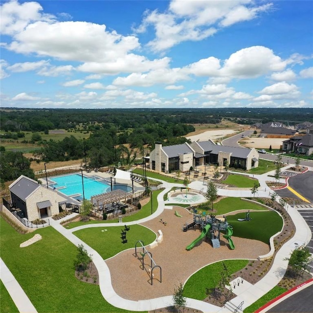 149 Golden Sage Ave, Georgetown, TX 78633 - bird's eye view of a pool area