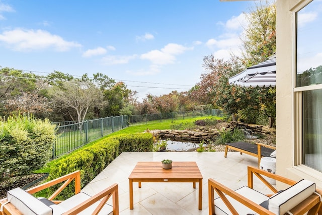 view of patio with an outdoor hangout area