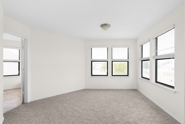 unfurnished room with light carpet