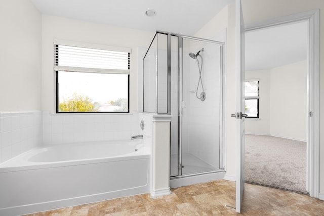 bathroom with plus walk in shower