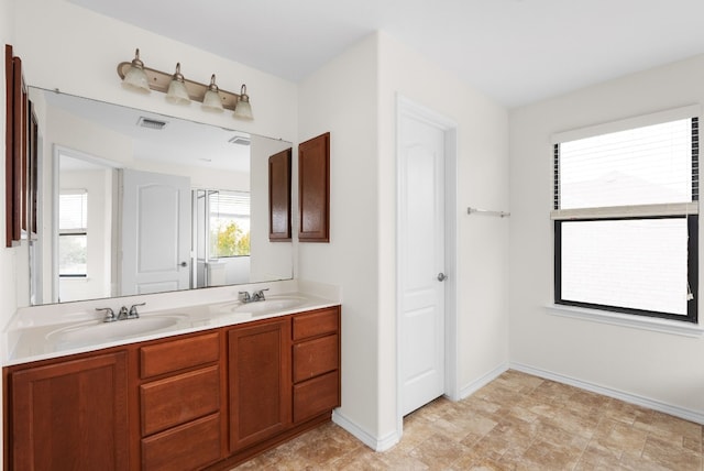 bathroom with vanity and a wealth of natural light