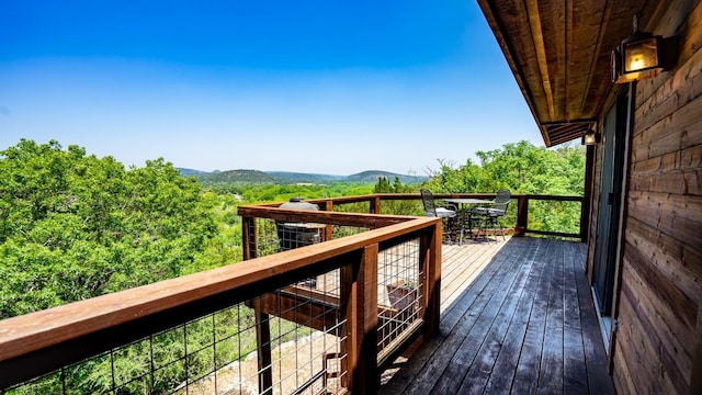 deck featuring a mountain view