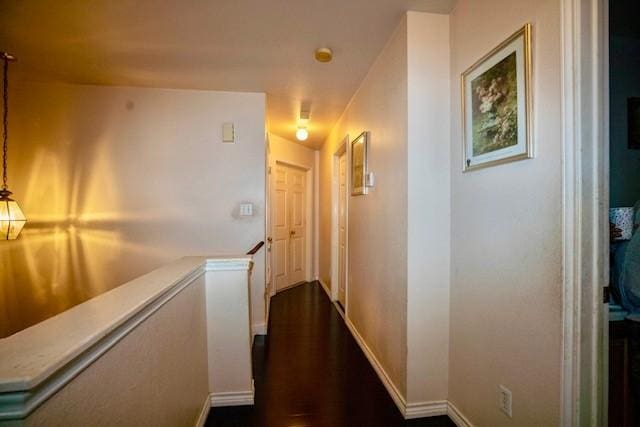 hallway with dark hardwood / wood-style floors